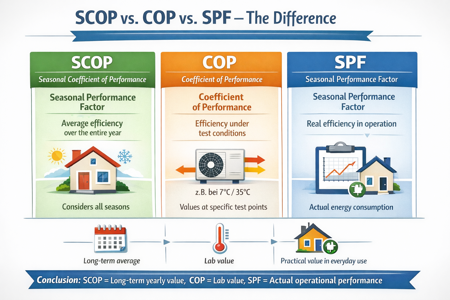 Comparaison des indicateurs COP, SCOP et SPF pour les pompes à chaleur Aperçu des indicateurs COP, SCOP et SPF